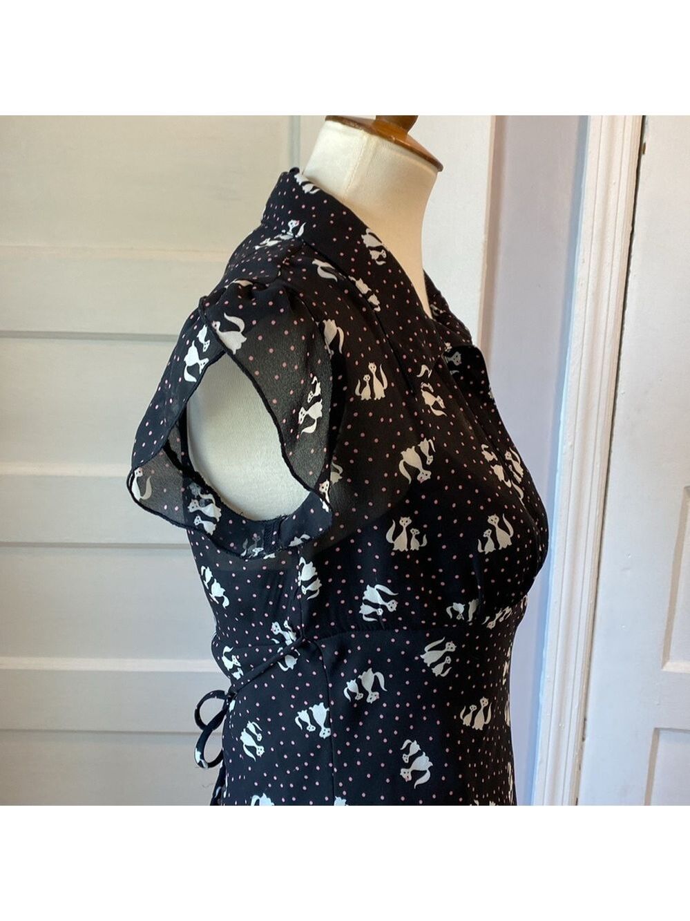 Speechless Black Dress with White Cats, Size 7 - Picture 10 of 16